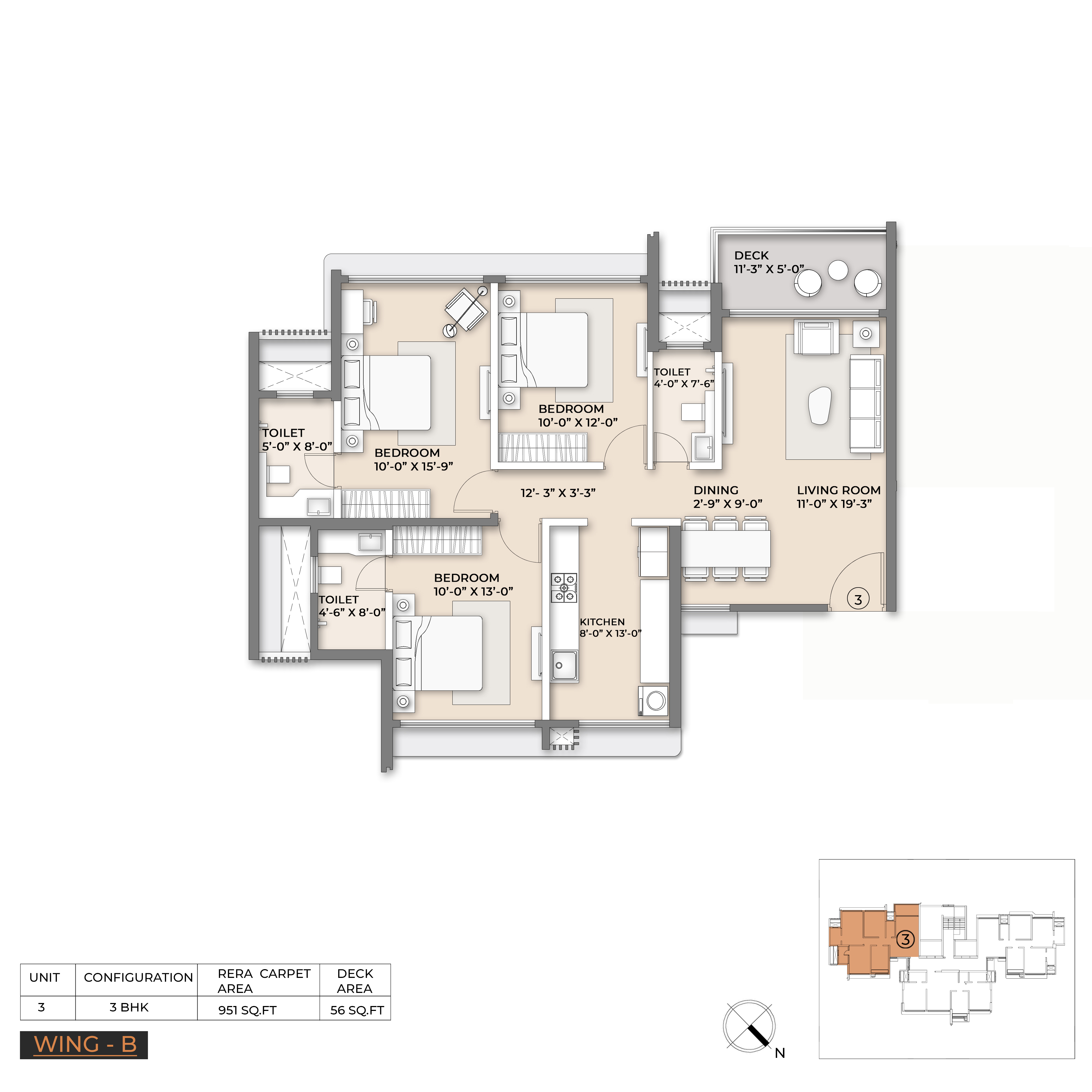 3 BHK Floor Plan